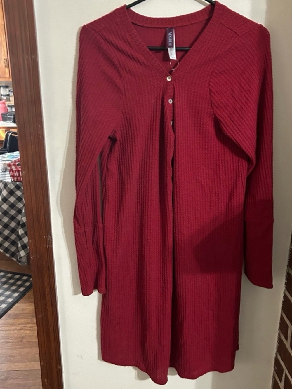 Adore Me Size 0x Burgundy Waffle Knit Nightgown